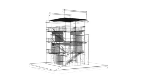 Modern Architectural Wireframe Explores Innovative 3D Conceptual Design Tec.. Stock Footage 344729022