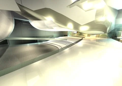 Modern architecture 3d render interior Stockillustratie