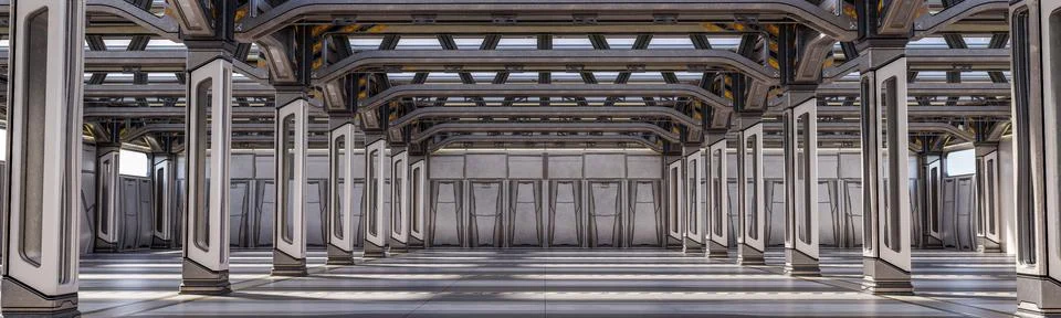 Modern architecture, Abstract modern empty inderior. futuristic warehouse int Stock Illustration