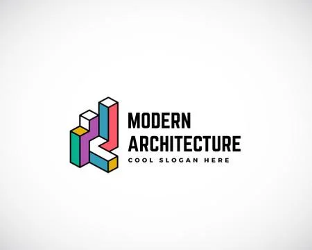 Modern Architecture Abstract Vector Logo Template. Construction Sign. Building Ilustración de archivo