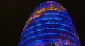 Modern architecture, amazing illuminative LED show happening on skyscraper HD Footage