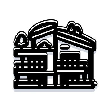 Modern architecture building with design elements icon Stock Illustration