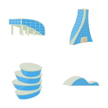 Modern architecture buildings icon set for urban design Ilustración de archivo