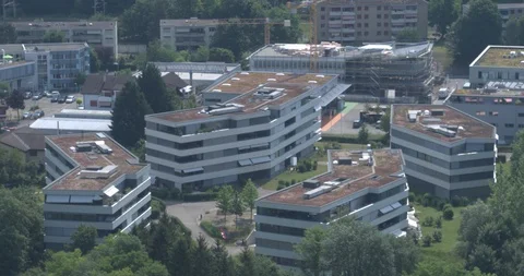 Modern architecture detail, Tech Center Reinach building in Switzerland Stock Footage