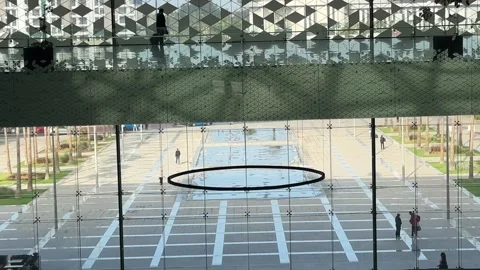 Modern architecture of developing country Morocco hi-tech Rabat Agdal train Stock Footage 300374783