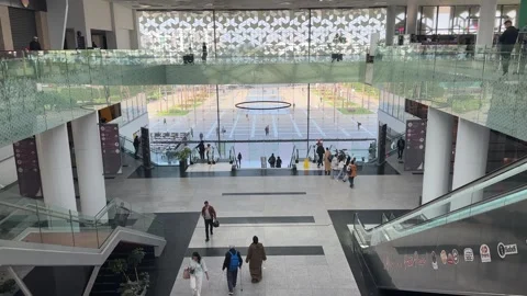 Modern architecture of developing country Morocco hi-tech Rabat Agdal train 스톡 동영상 300374787