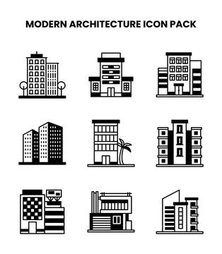 Modern Architecture DuoTone Bundle Icons Pack Stockillustratie