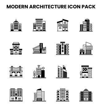 Modern Architecture DuoTone Icons Pack Ilustração Stock