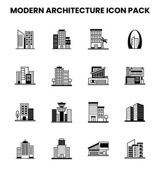 Modern Architecture DuoTone Icons Pack Ilustração Stock