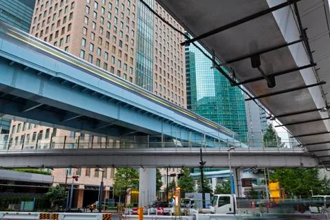 Modern architecture. Elevated Highways and skyscrapers in Tokyo. Stock Photos