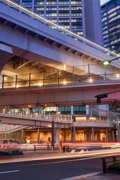 Modern architecture. Elevated Highways and skyscrapers in Tokyo. Stock Photos