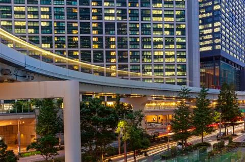 Modern architecture. Elevated Highways and skyscrapers in Tokyo. Stock Photos