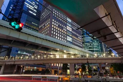 Modern architecture. Elevated Highways and skyscrapers in Tokyo. Stock Photos