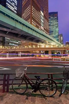 Modern architecture. Elevated Highways and skyscrapers in Tokyo. Stock Photos