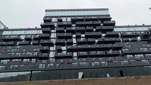Modern architecture: exploring a newly constructed residential building Stock-Footage 306622600
