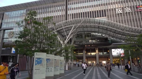 Modern Architecture Facade of Hakata Station in City of Fukuoka, Japan Stock Footage 268744090