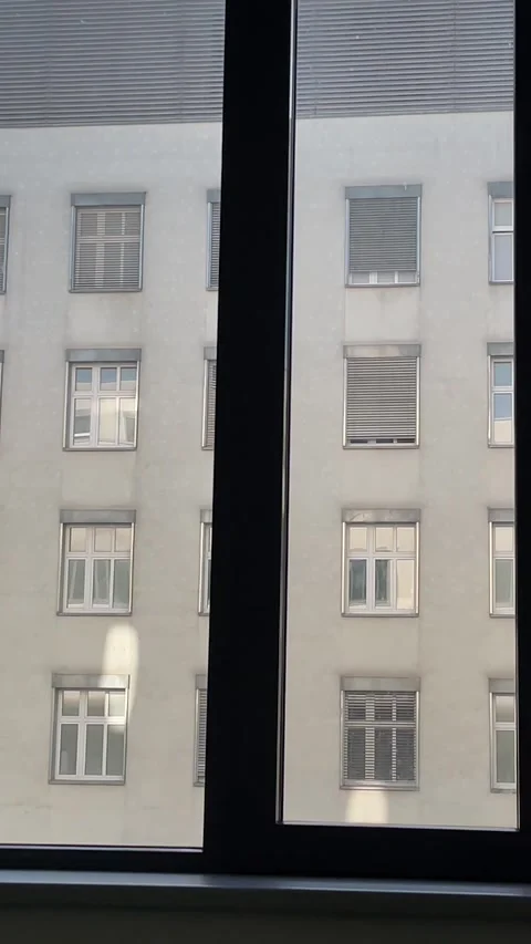 Modern architecture featuring blue panels and precise geometric facade Видео 347333595