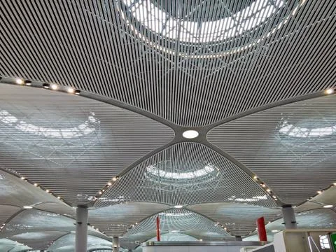 Modern architecture hall and ceiling at the airport Stock Photos