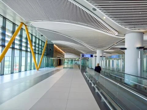 Modern architecture hall and ceiling at the airport Stock Photos