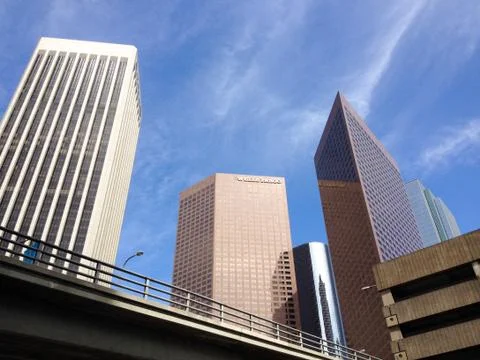 Modern architecture high rise skyscraper above streets Los Angeles Stock Photos