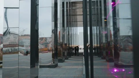 Modern Architecture High-Tech Mirror Columns Landscape geometry lines 스톡 동영상 166588251