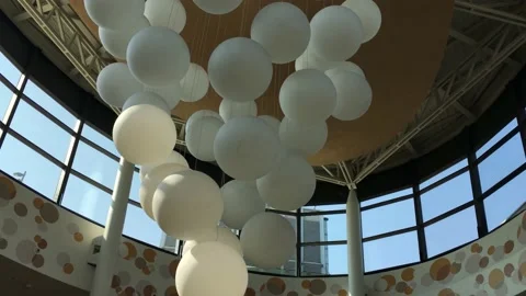 Modern architecture interior view with sphere lamp shade glass installation. Vidéo 139195045
