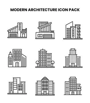Modern Architecture Line Bundle Icons Pack Ilustración de archivo