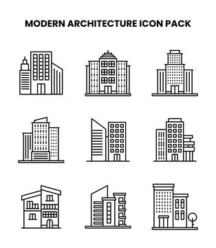 Modern Architecture Line Bundle Icons Pack Stock Illustration