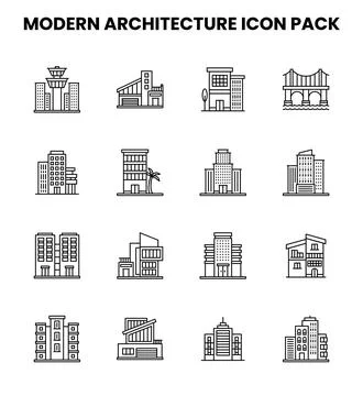 Modern Architecture Line Scalable Icons Pack Ilustração Stock