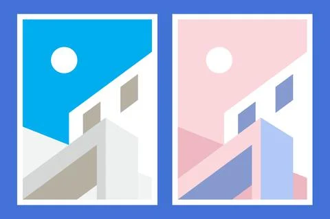 Modern Architecture Minimal Poster Design Stock Illustration