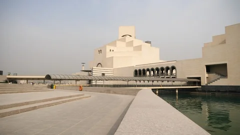 Modern architecture of Museum of Islamic Art, icon of Doha Stock Footage 107741653