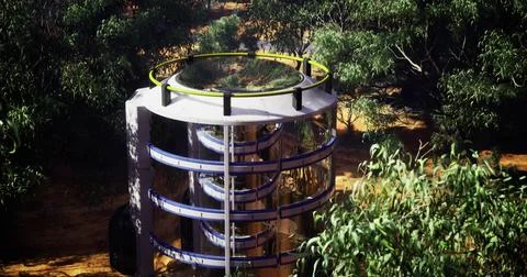 Modern architecture in nature features a circular design Stock Illustration