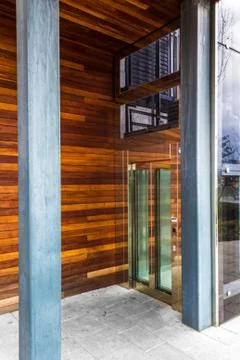 Modern architecture for an outdoor elevator Stock Photos