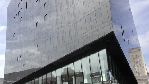 Modern architecture pan up reflection Stock Footage 74475057
