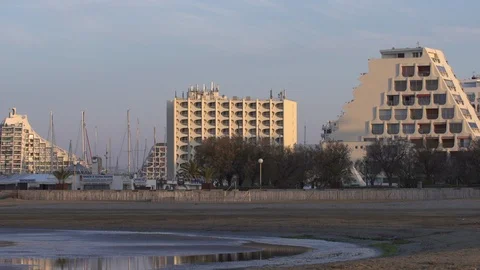 Modern architecture pyramid high risers in southern France Stock Footage 91362847
