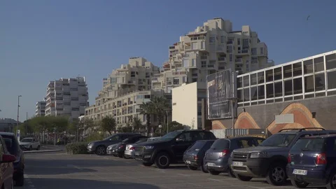 Modern architecture pyramid high risers in southern France Stock Footage 91370966