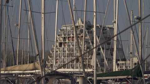 Modern architecture pyramid high risers in southern France Stock Footage 91371036