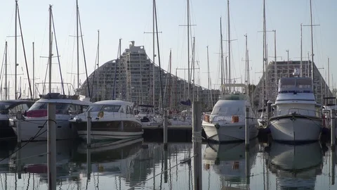 Modern architecture pyramid high risers in southern France Stock Footage 91371061
