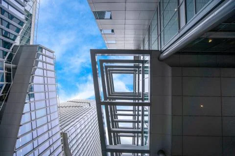 Modern architecture seen from under low angle Stock Photos