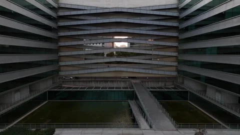 Modern architecture showcases unique design features in urban setting Stock Footage 318462998