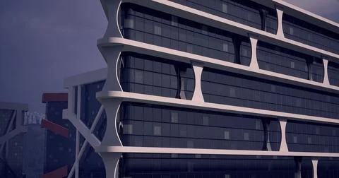Modern architecture showcases unique design elements in urban setting 스톡 일러스트