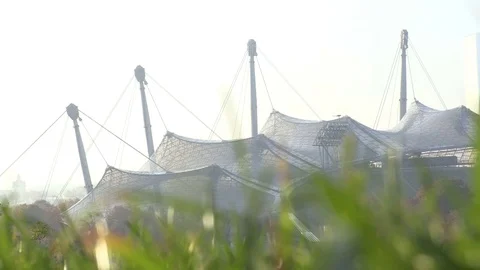 Modern architecture structure in Munich Olympiapark Stock Footage 70660557