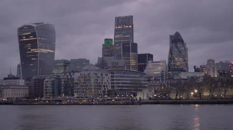 Modern Architecture by the Thames River Stock Footage 58841866