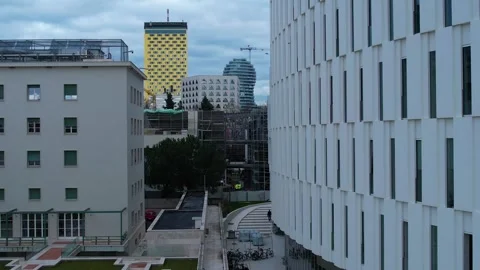 Modern architecture towers in Tirana developing city with colorful buildings Stock Footage 328580350