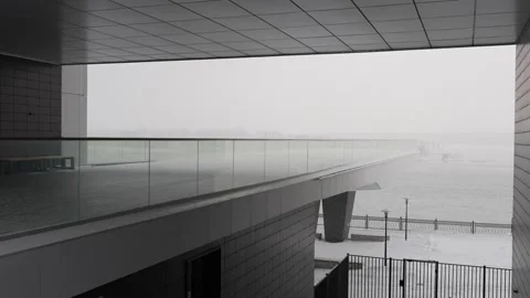 Modern Architecture in Winter under Snowfall 스톡 동영상 305690289