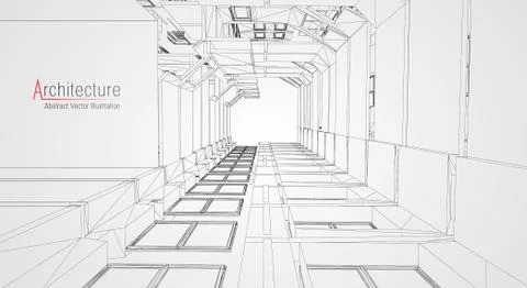 Modern architecture wireframe. Concept of urban wireframe. Wireframe building Ilustración de archivo