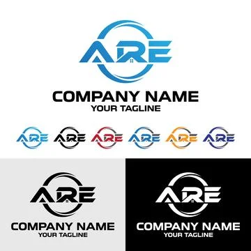 Modern ARE letter initial real estate vector logo design template with swoosh Stock Illustration