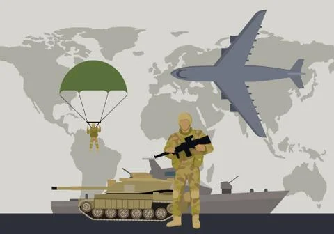 Modern Armed Forces Types Flat Vector Concept Illustration
