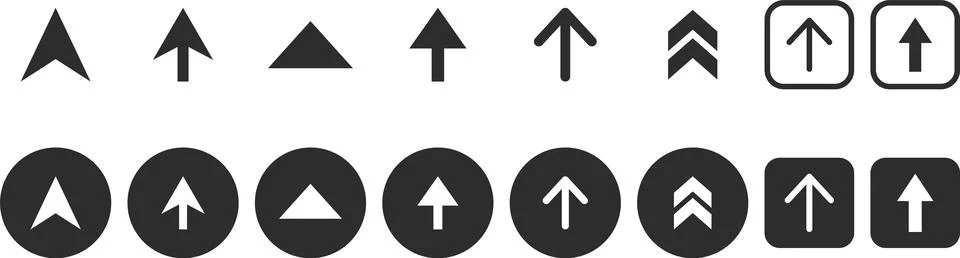 Modern arrow up down web element set vector. Collection of flat cursor arrows Stock Illustration
