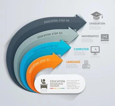 Modern arrow education template. Vector illustration. Illustrazione stock